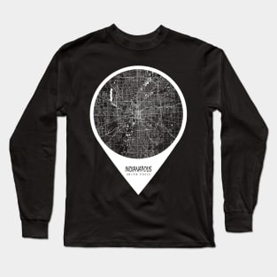 Indianapolis, USA City Map - Travel Pin Long Sleeve T-Shirt